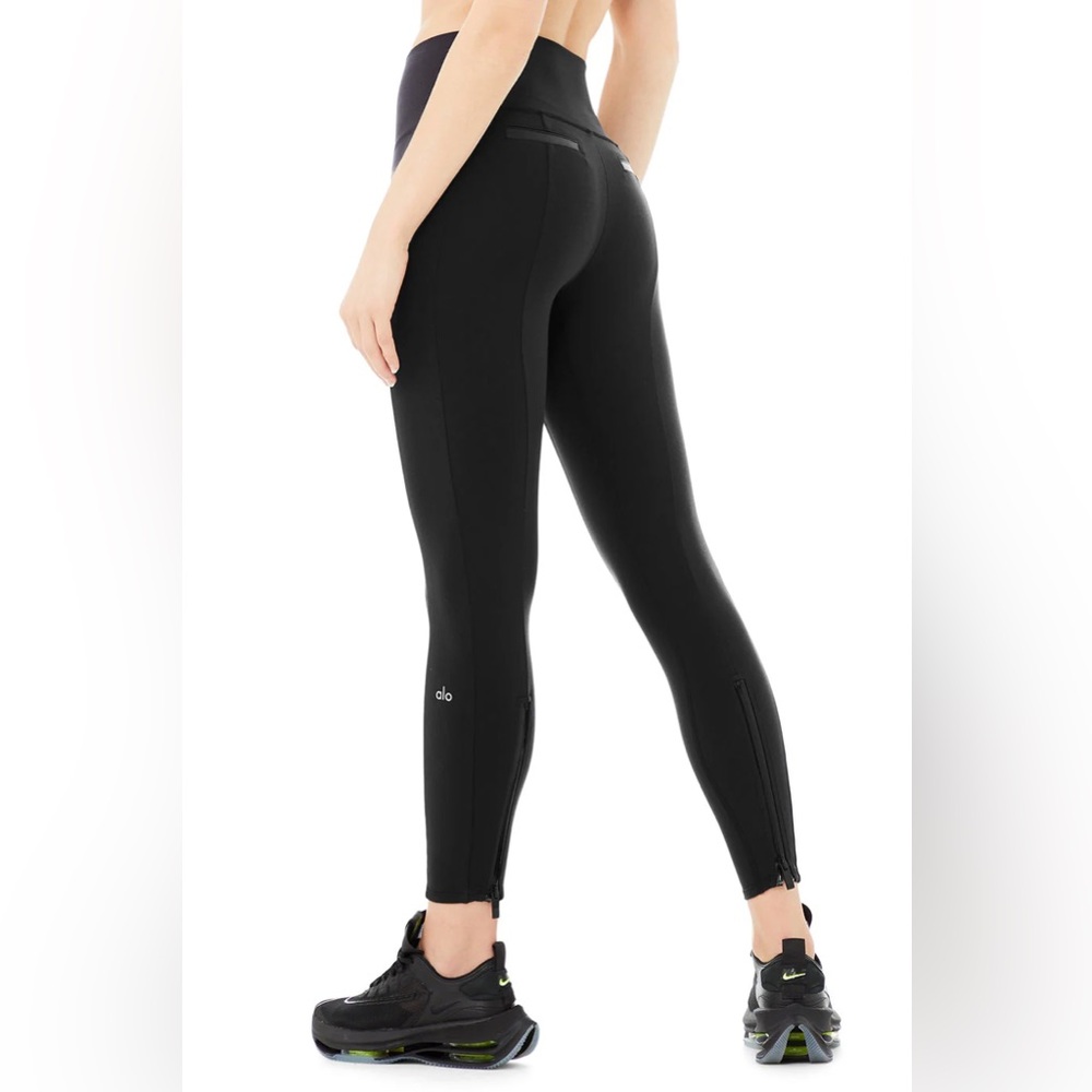 Alo Yoga Airbrush High-Waist 7/8 Motocon Legging - Black Size Small